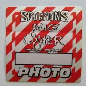 Alice Cooper Scorpions Backstage Pass Original 1996 Hard Rock Music Red Stripes